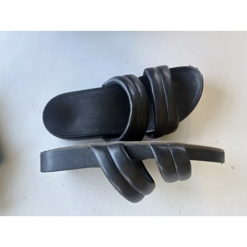 Vionic Black Triple-Strap Slide Sandals